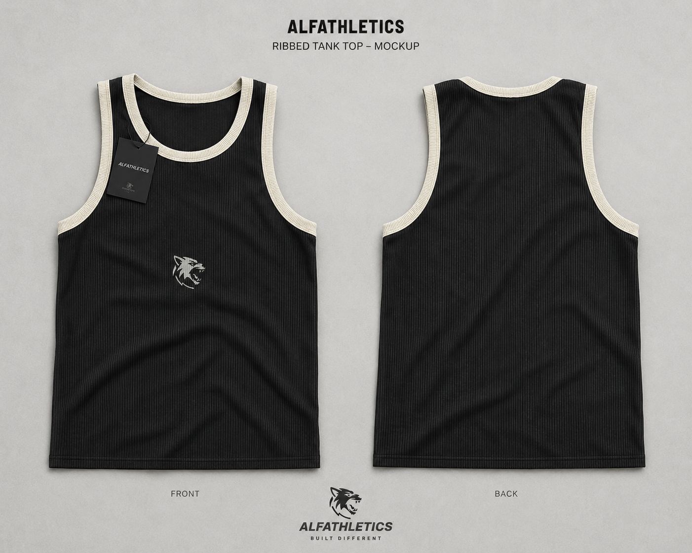 ALFATHLETICS Ribbed Tank Top – Lacivert / Beyaz Yaka