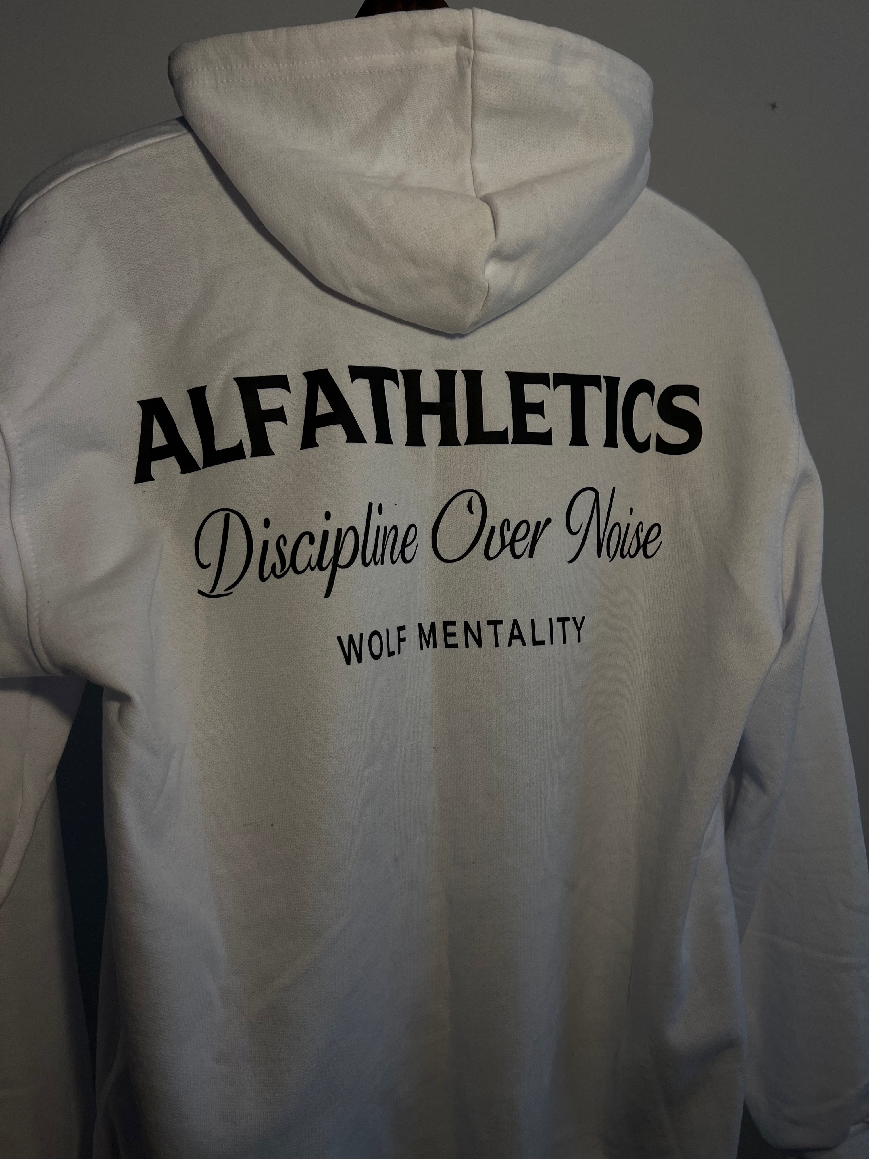 ALFATHLETICS ZIP HOODIE – DISCIPLINE OVER NOISE (SİYAH-BEYAZ)