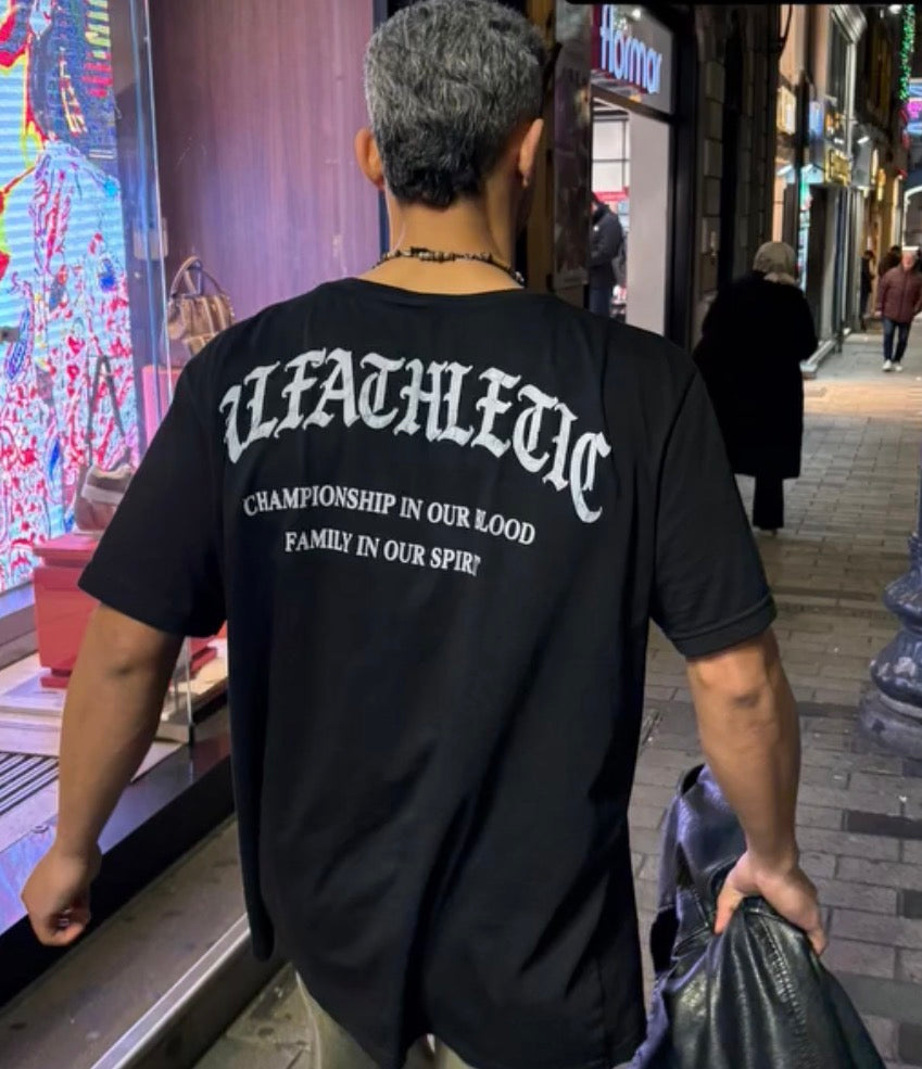ALFATHLETIC Fit Oversize Siyah Tişört – Championship Edition
