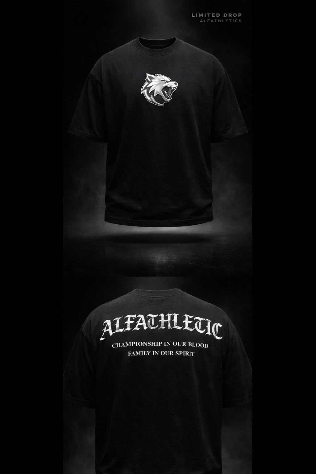 ALFATHLETIC Fit Oversize Siyah Tişört – Championship Edition