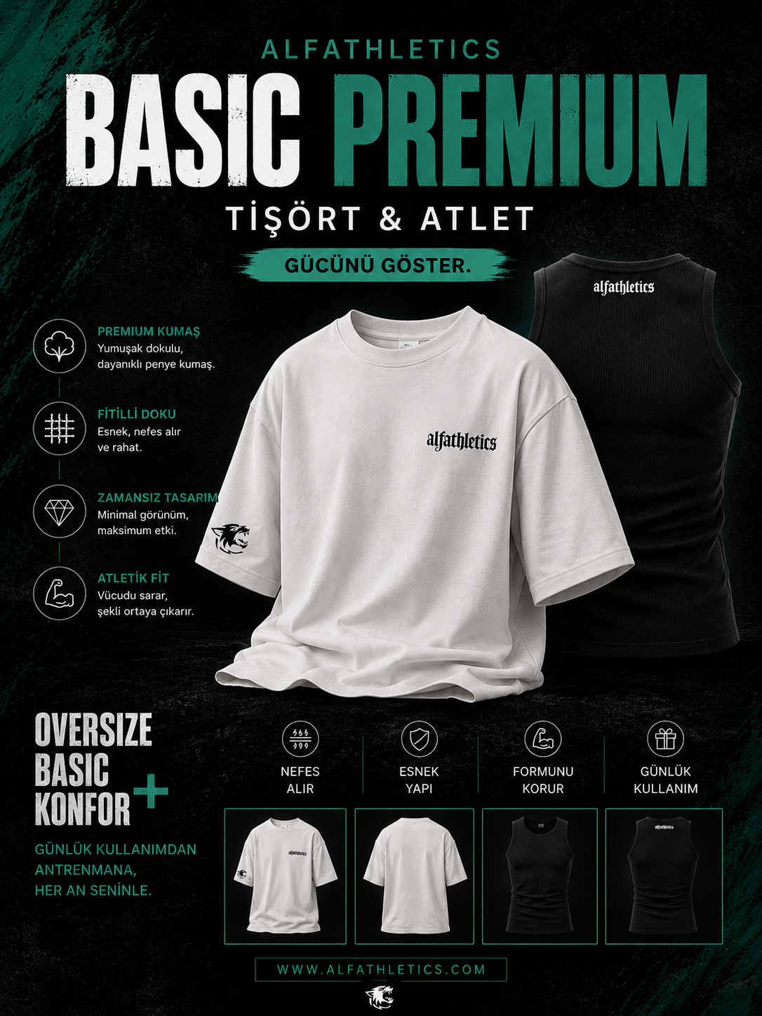 ALFATHLETICS Atlet + Oversize Tişört Kombini
