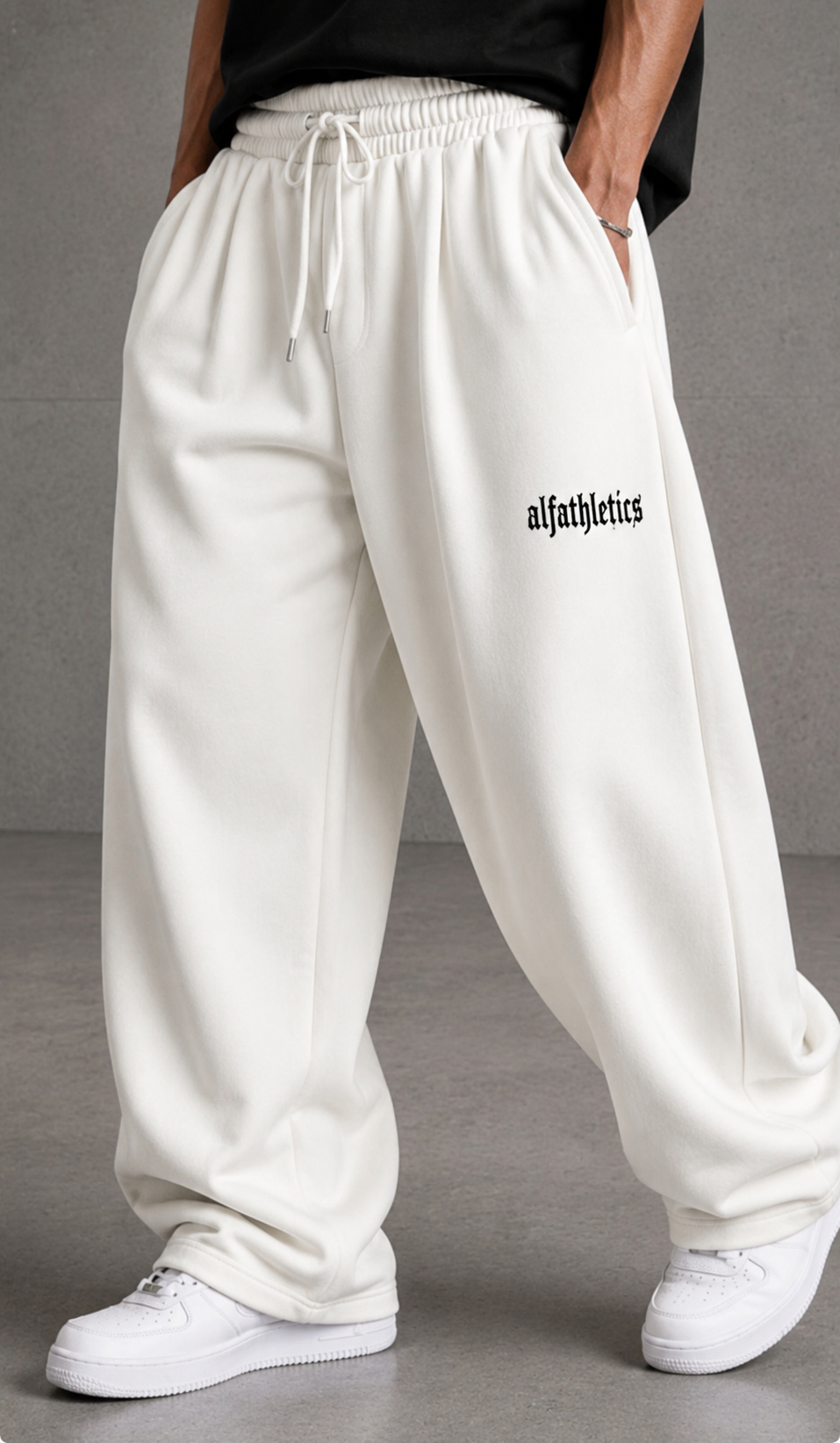 ALFATHLETICS Premium Baggy Eşofman Altı | Siyah, Kahve & Beyaz